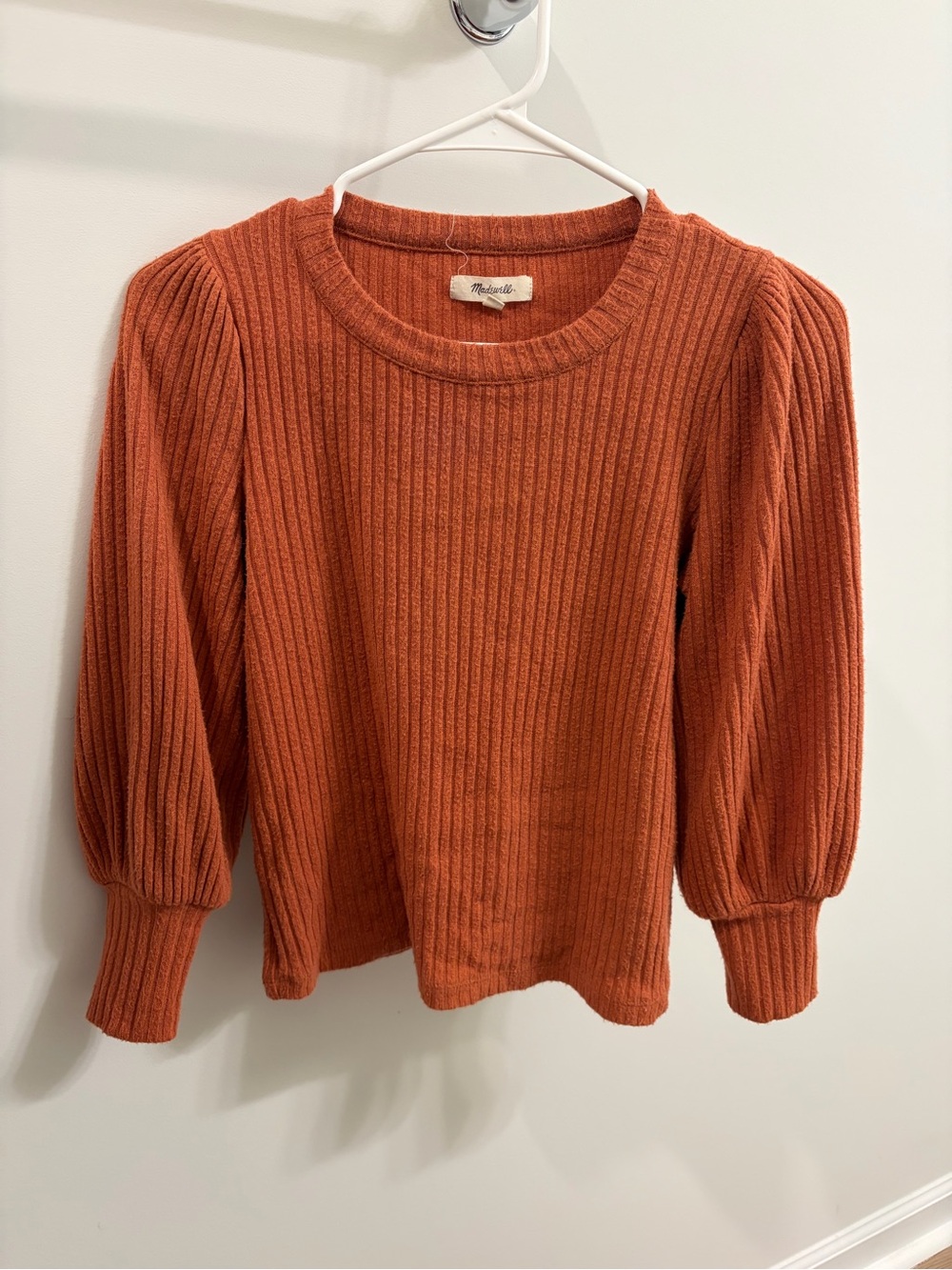 Madewell Ribbed Crewneck Sweater in Rust Orange - Picture 3 of 4